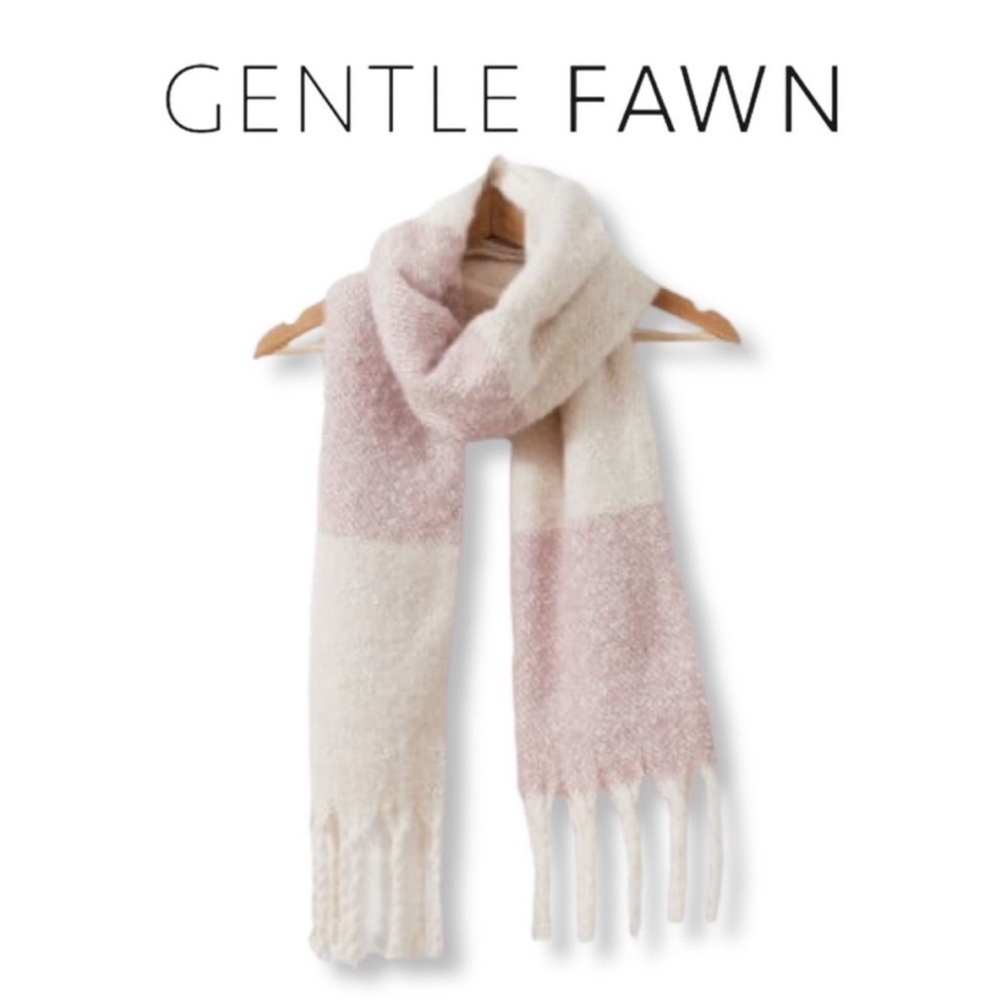 NWT Gentle Fawn Soft Neutrals Pink Striped Tassel Scarf